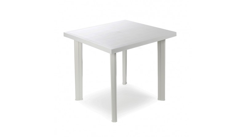 Mesa cuadrada para exterior. color: blanco 80x75x72cm ipae progarden