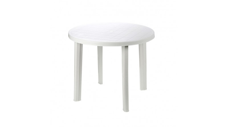 Mesa redonda para exterior. color: blanco ø90x72cm ipae progarden