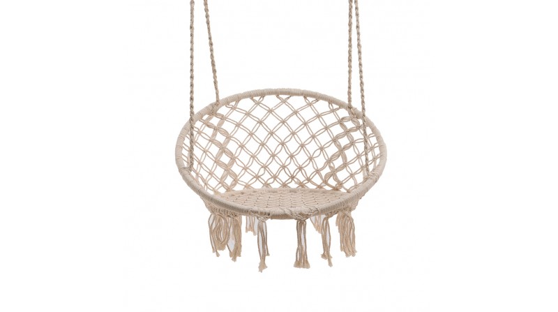Columpio de algodon modelo bali con flecos ø82x123cm color crema