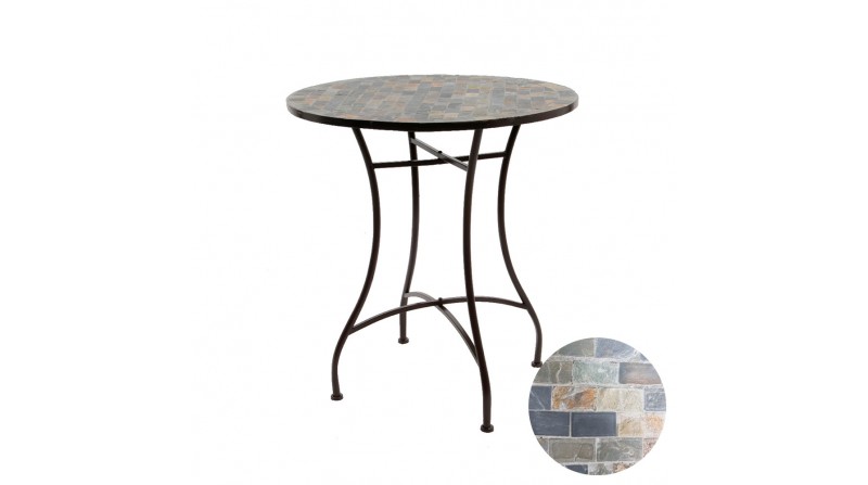 Mesa metalica/mosaico color: marron ø70x77cm modelo stuttgart para exterior