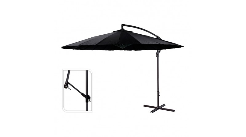 Parasol excentrico altura maxima 3m ø300cm color: negro
