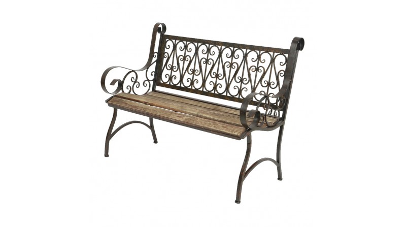 Banco de hierro con asiento de madera 115x59x91cm modelo: bordeaux