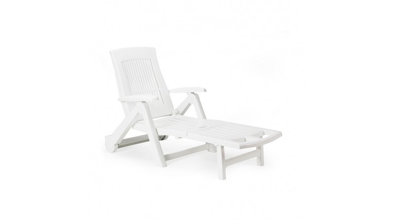 Tumbona plegable con ruedas. color: blanco 72x195x101cm modelo: zircone ipae progarden