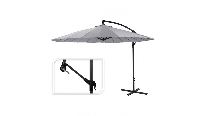 Parasol excentrico altura maxima 3m ø300cm color: gris claro