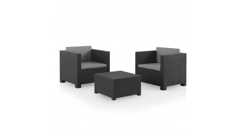 Conjunto de jardin/terraza de 2 sillones+1 mesa. diva tete grafit sp berner