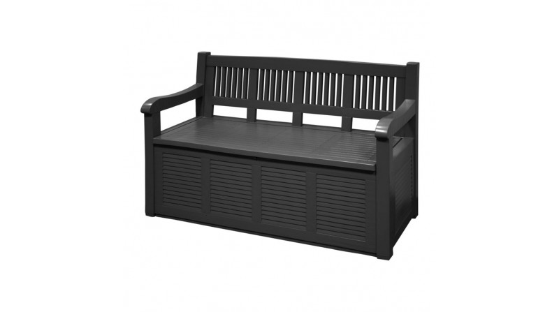 Banco de jardin con cajón de almacenaje 280l color: gris oscuro 130x60x85cm modelo: salzburg