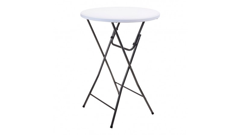 Mesa redonda de jardín. plegable, de polietileno. color: blanco ø80x110cm progarden