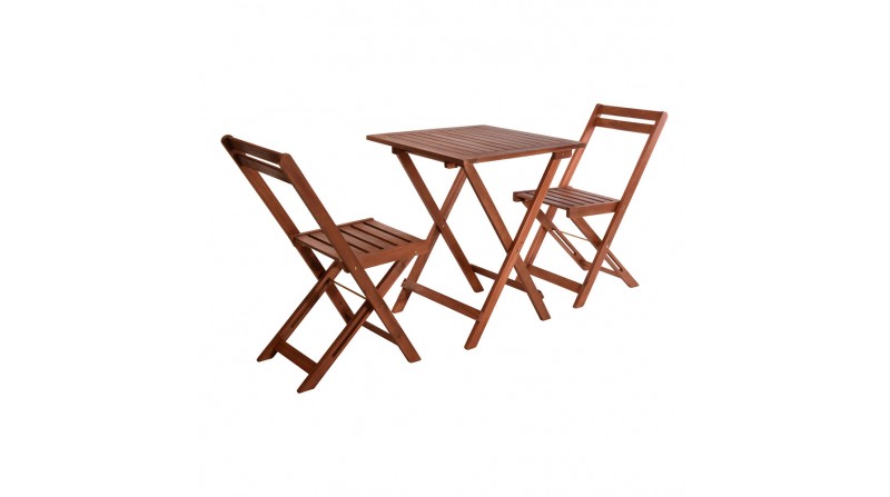 Conjunto de mesa y sillas de acacia. plegables. color: natural sillas: 40x40x80cm mesa: 60x60x72cm