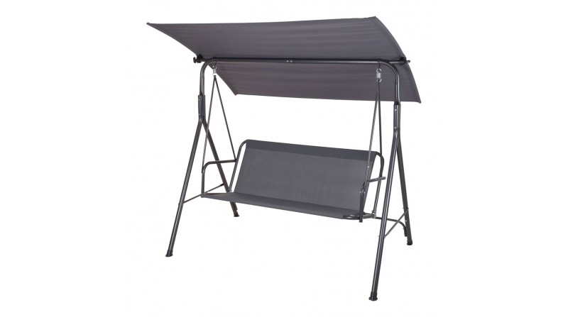 Balancín de jardín con toldo 170x120x150cm color gris oscuro