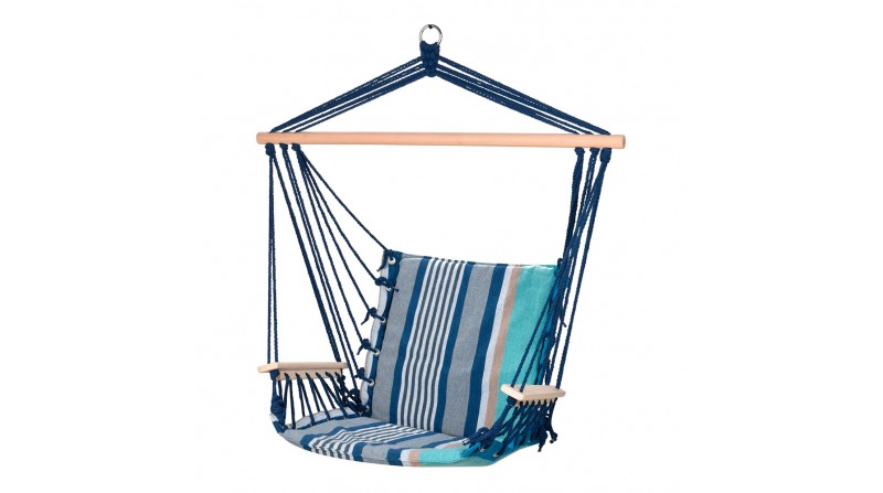 Columpio con reposabrazos de madera. medida 53x100cm color a rayas