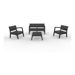 Conjunto de jardin/terraza de 2 sillones+1 sofa+1mesa centro sillones: 72x66x63,5cm sofa: 120x48x69 mesa: 62x66x35cm color:  ...