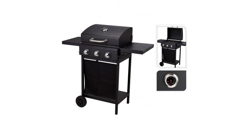 Barbacoa de gas de 3 fuegos 139x56,5x106cm waggan