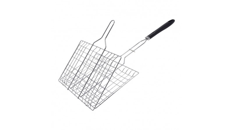 Parrilla para barbacoa cromada con asa de polipropileno 35x22cm