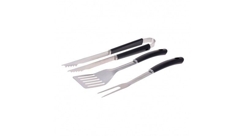 Set 3 utensilios para barbacoa pvc/acero inox color negro edm