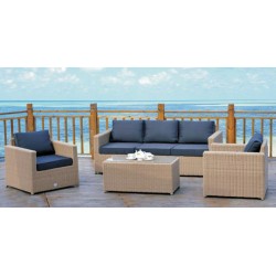 CONJUNTO RATTAN BEIGE C/COJIN