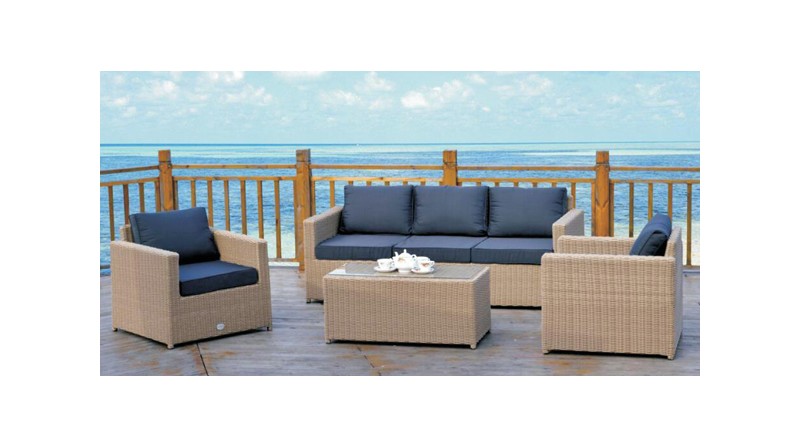 CONJUNTO RATTAN BEIGE C/COJIN