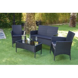 CONJUNTO RATTAN 4 PZS NEGRO
